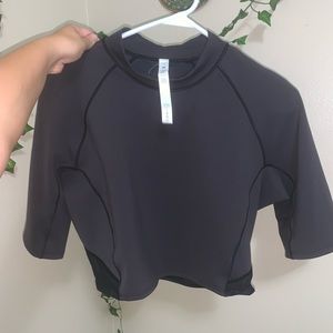 Lululemon Black Mesh Back Cropped T-shirt